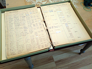 Masonic Lodge membership book with broken spine